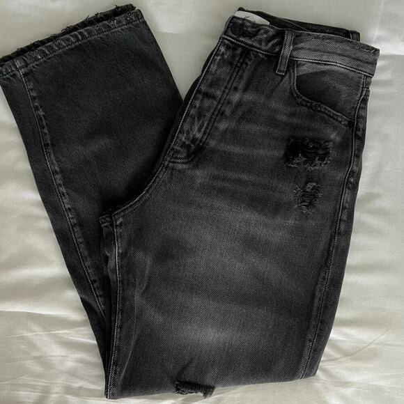Kancan 90’s Boyfriend Jeans Women’s Sz 11/29 Black Distressed Baggy Button Fly - Picture 12 of 13